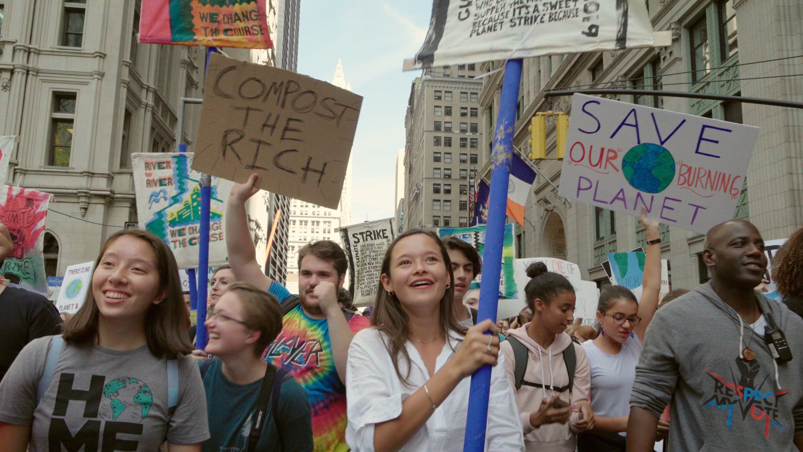 Photo of Melati in a demonstration with other young people. Picture is from the movie Bigger Than Us.