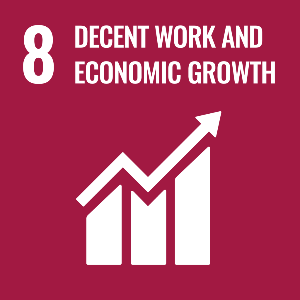 Kuvassa kestävän kehityksen tavoite 8 ihmisarvoista työtä ja talouskasvua