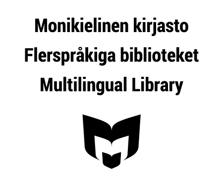 Kuvassa Monikielisen kirjaston logo