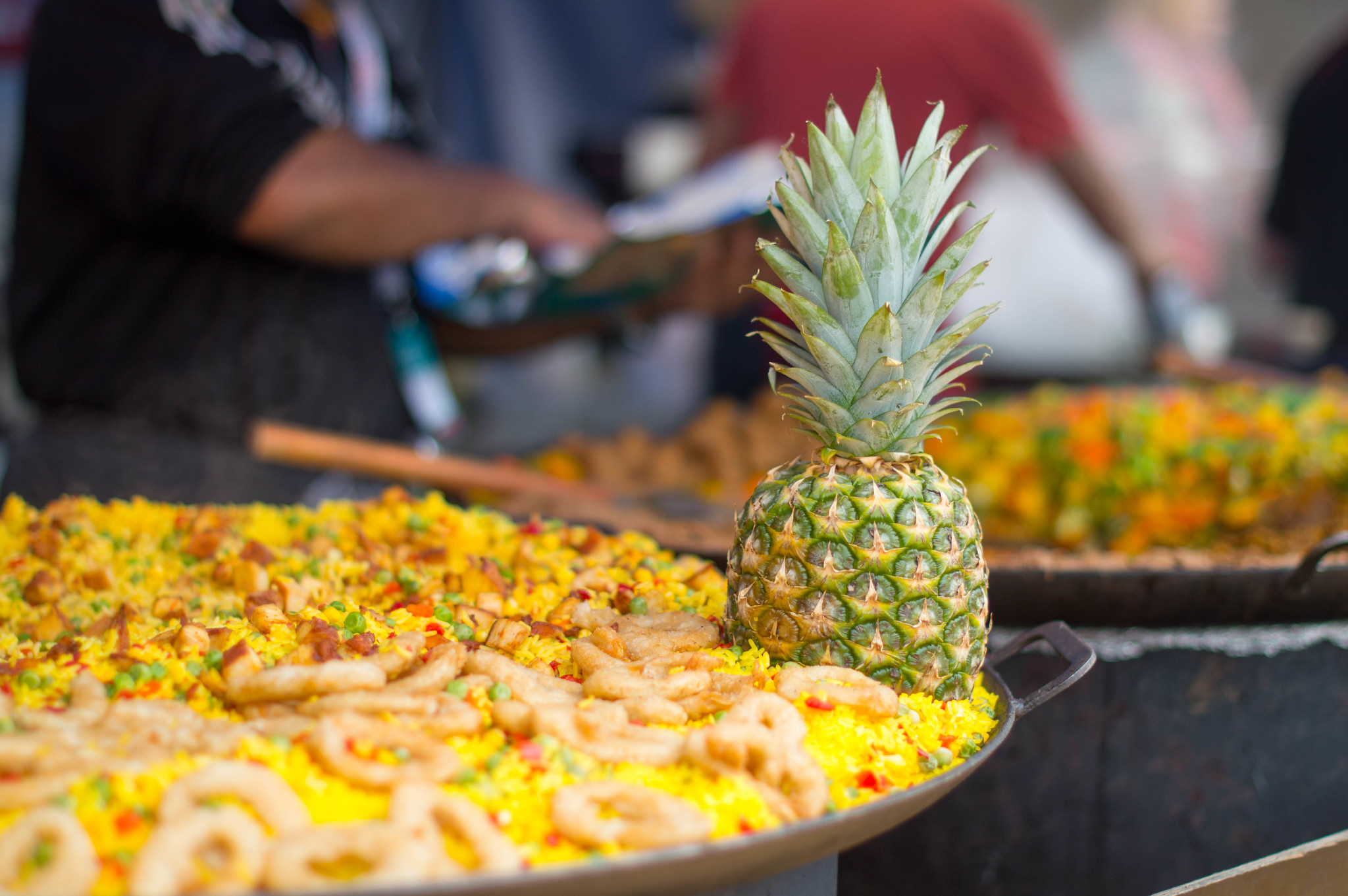In the picture: food and a pineapple.