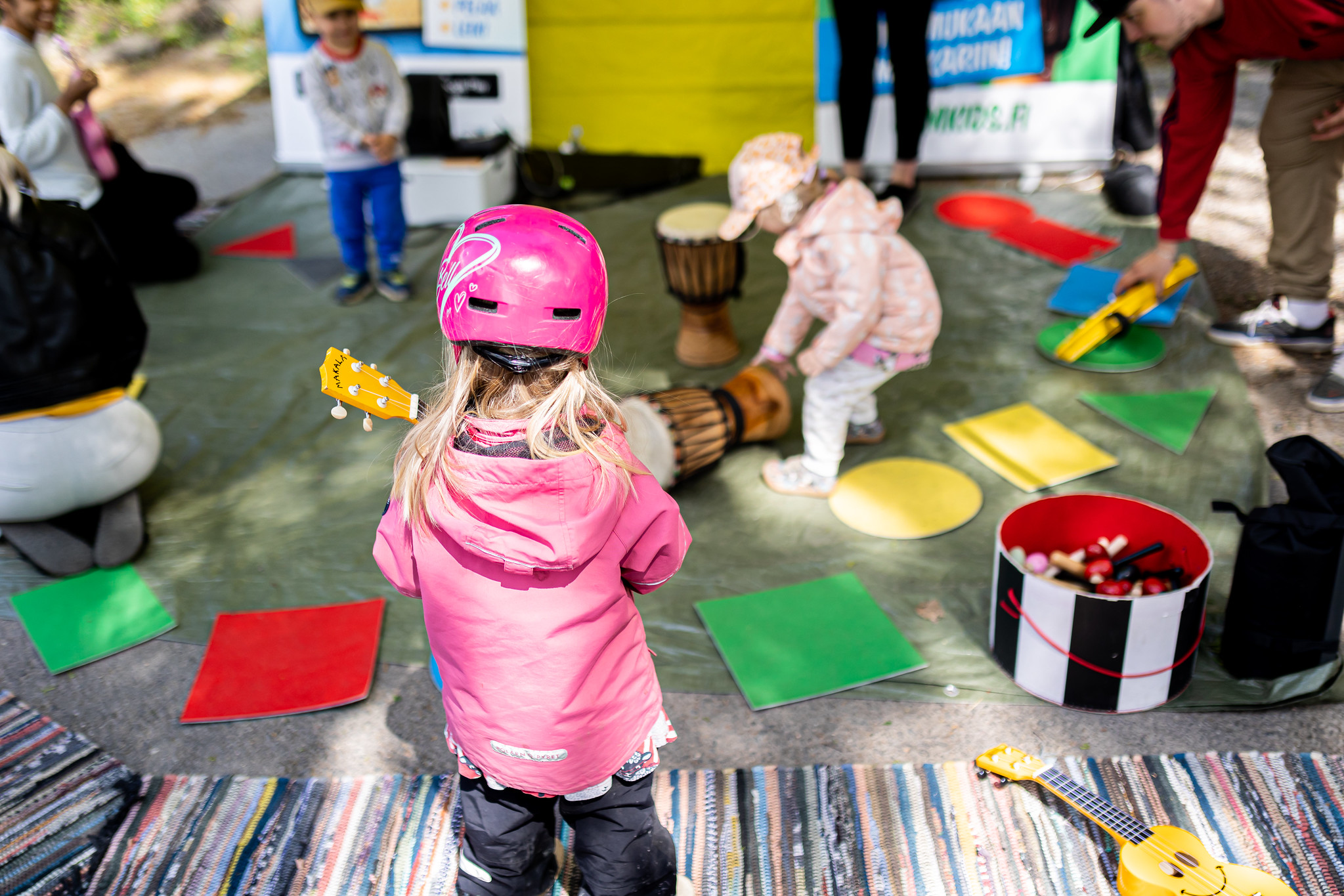 Kids in a musical workshop.