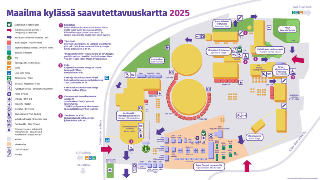 Festivaalin saavutettavuuskartta.